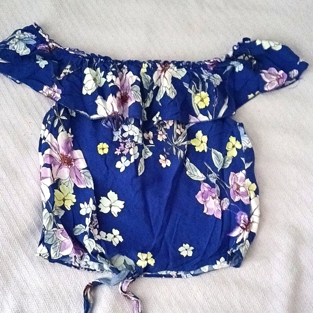 Love, Fire Off the Shoulder Flower Top